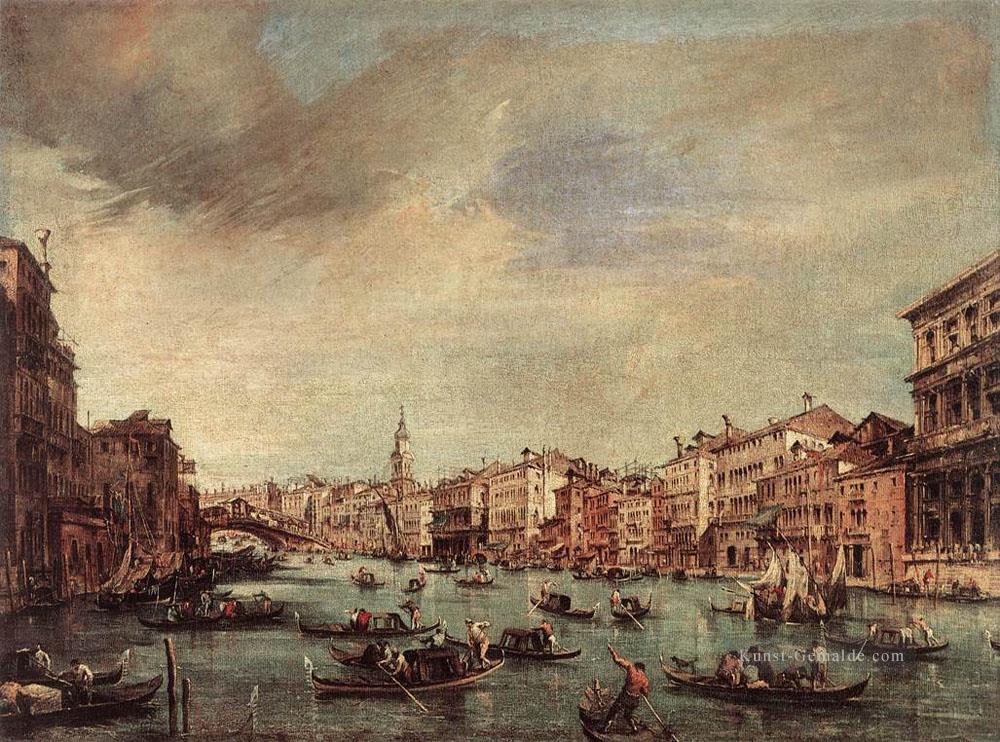 der Canal Grande Mit Blick auf die Rialto Brücke Francesco Guardi Venezia Ölgemälde